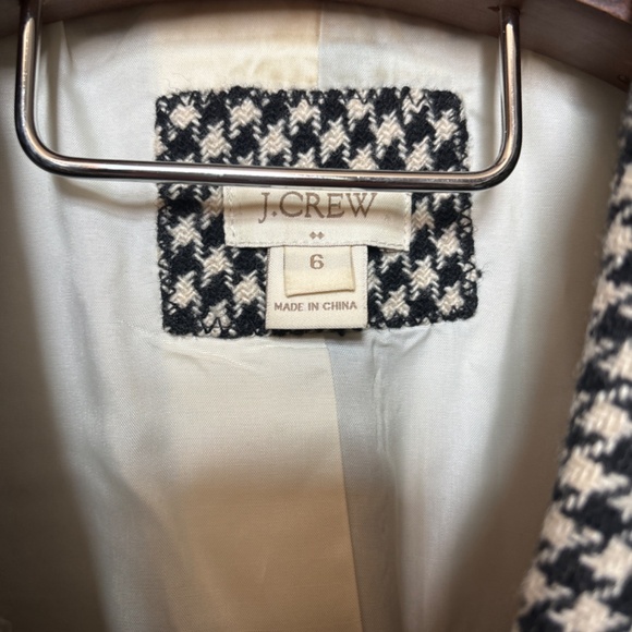 J Crew Houndstooth Schoolboy Blazer Black White Two Button Wool Blend Women’s 6 - Picture 4 of 8